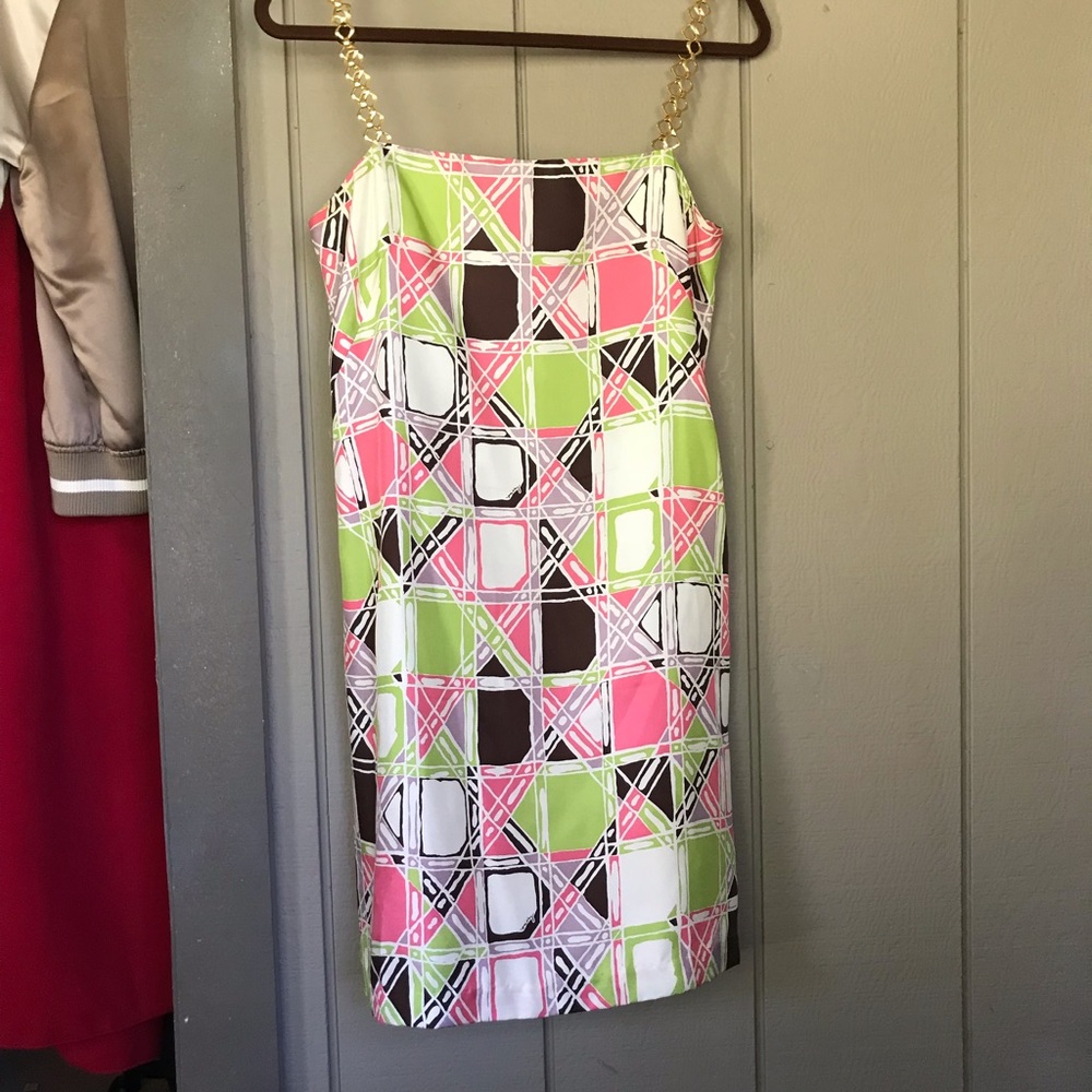 Milly of New York Silk Mini Dress w/ Metal Straps